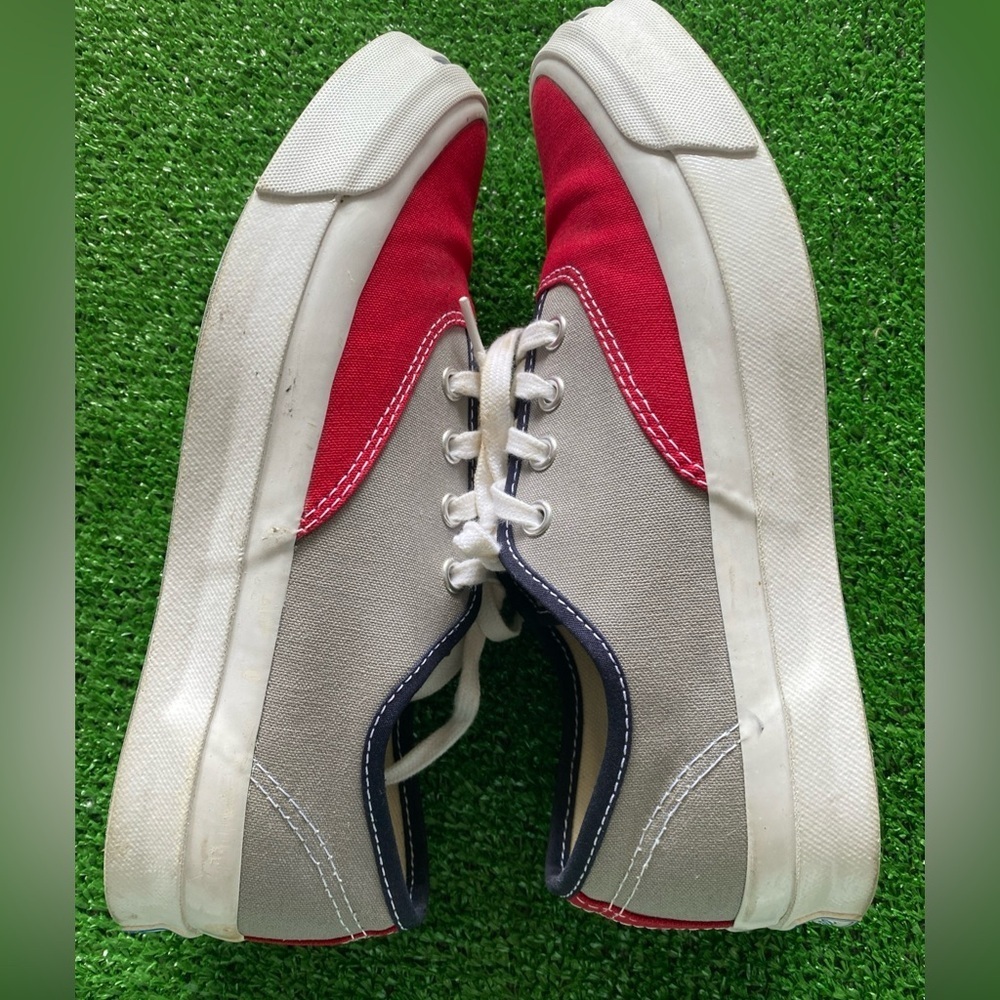 Converse Jack Purcell Low Top Red Gray OHIO STATE Deck Shoes Men 6M Women's - Picture 4 of 7